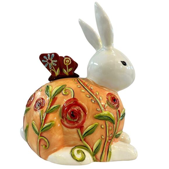 Cypress Home Ceramic Bunny Rabbit Field of Flowers 3D Easter Bunny - Picture 3 of 6